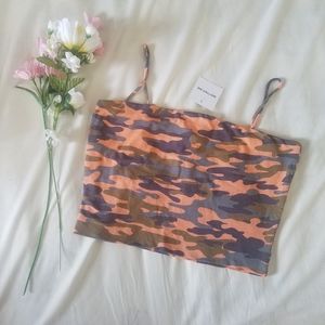 Orange Camo Crop Tank